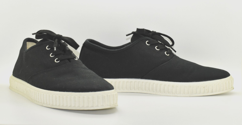 C0 Auth MAISON MARGIELA Black Canvas Lace Up Tennis Sneakers Shoes Size IT 43